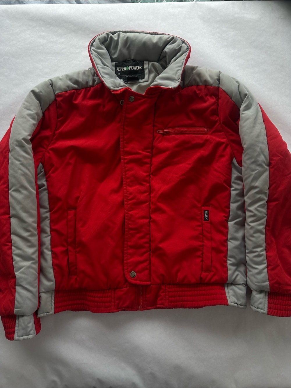 Aspen Powder Red/Gray Colorblock Puffer Jacket Full Zip Size L